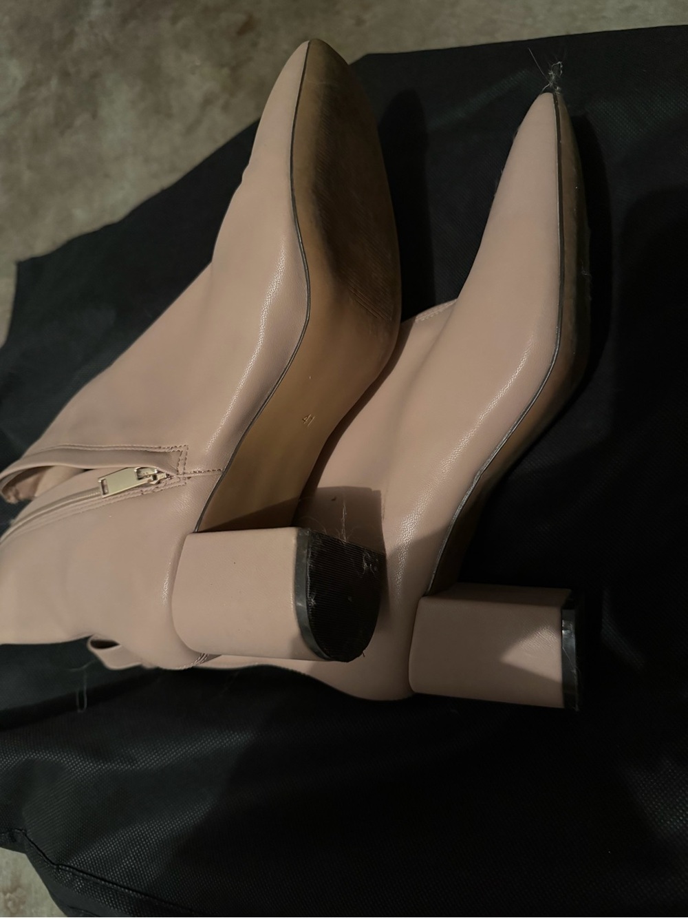 H&M Blush Pointed Toe Block Heel Ankle Boots